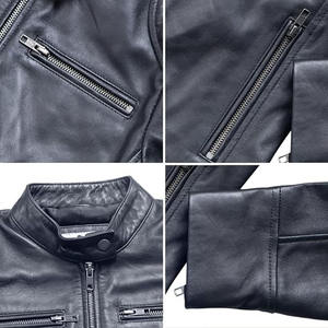 Chaqueta de moto de cuero auténtico negro para Mujer | Chaqueta de piel de cordero suave Cafe Racer - Product Image 3