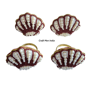 Anneaux de serviette jetables, anneaux de serviette en perles de graines, boucles de serviette en perles pour dîner de mariage formel, décoration de la maison, fête - Product Image 4