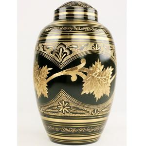 Urna de cremación dorada y negra con diseño de hoja de arce, urnas de cremación de latón para entierro funerario, urnas conmemorativas, cenizas humanas - Product Image 1