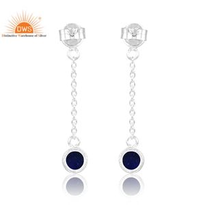 Meilleure vente Boucles d'oreilles ethniques en lapis-lazuli naturel en argent sterling pour femmes Fabricant de bijoux - Product Image 3