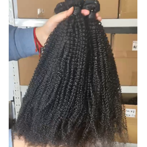 Prix de gros, cheveux humains vierges brésiliens afro crépus de haute qualité, mèches de cheveux humains afro crépus naturels avec fermeture - Product Image 3