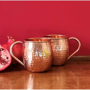 Chope à bière moderne en cuivre et métal naturel avec poignée en cuivre Mug en cuivre brillant au design moderne pour servir le thé et le café - Product Image 2