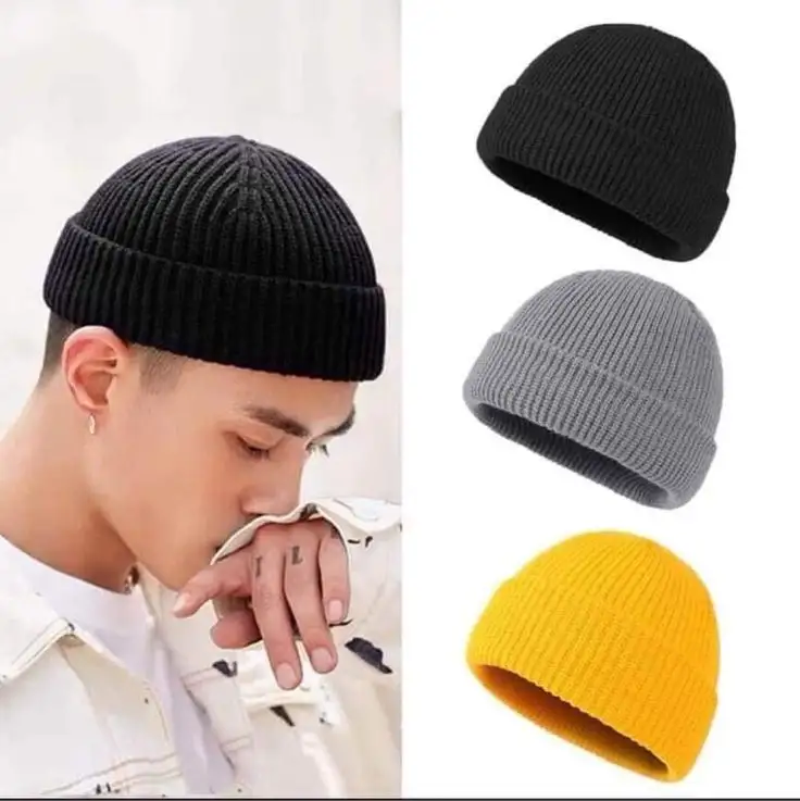 Beanie người đàn ông Slouchy đan sọ cap ấm Stocking Mũ chàng trai phụ nữ sọc mùa đông Beanie Hat còng mũ đồng bằng