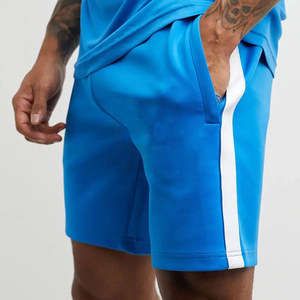 Ensemble sweat à capuche et short pour homme de style simple et unique avec cordon de serrage Ensemble décontracté pour homme en bleu et blanc Ensemble sweat à capuche et short - Product Image 4