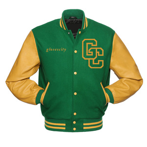 GANTS de bombardier en laine noire avec logo personnalisé de haute qualité City Varsity Jacket à manches en cuir Baseball Letterman Varsity Jacket pour homme - Product Image 2