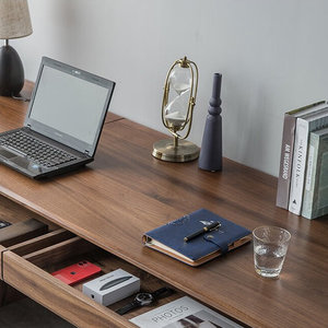 Warm Brown <b>Solid</b> <b>Wood</b> Rectangle Writing <b>Desk</b> with Smooth Worktop Drawer Storage 1-Year Warranty - Product Image 2