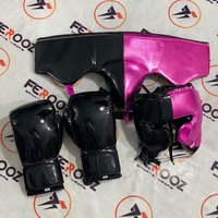Gants de MMA personnalisés OEM, couleur noir et marron, ensemble de sparring de boxe, cuir de vache respirant, arts martiaux, entraînement de kickboxing