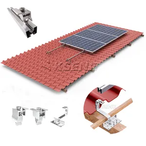 Set di montaggio Pv pannello solare tetto tegole di fissaggio del modulo solare supporto guida in alluminio montaggio guida e gancio per tetto