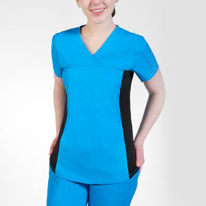 Algodón Poliéster Nuevo Conjunto de exfoliación para mujer Estilo Tops Hospital Uniforme médico Conjuntos Cuello en V Color blanco sólido Enfermería Scrubs Mujer - Product Image 2
