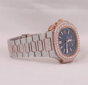 Montre de luxe classique de haute qualité avec cadran en verre de quartz, sertie de diamants VVS, style hip-hop, glacée - Product Image 1