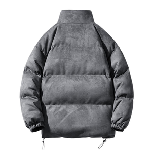 Chaquetas de Hombre Acolchadas de Color Gris Sólido, Diseño Más Reciente de 2025, Tela 100% Poliéster, Cuello Alto, Relleno de Algodón, Chaqueta Burbuja Extra Grande - Product Image 2