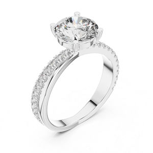 แหวนเพชรทรงกลมสีเหลืองทอง 14K สำหรับผู้หญิง |   ชุดทำงาน |   เพชรที่เพาะเลี้ยงใหม่ - Product Image 4