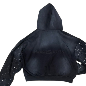 Sudaderas con capucha de diamantes de imitación de lavado ácido para hombre de nueva tendencia - Product Image 2