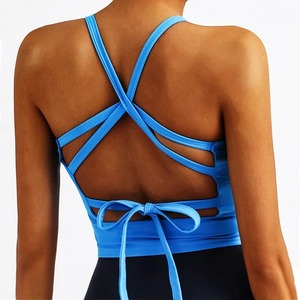 สปอร์ตบราระบายอากาศได้ดีมีสไตล์ใหม่สำหรับผู้หญิงบราสำหรับเล่นโยคะผ้าไนลอนสแปนเด็กซ์แบบลำลองขายส่ง - Product Image 3