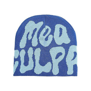 Gorro de Hombre Estilo Y2K con Diseño Gráfico MEA Culpa, Mezcla de Lana, Diseño a Cuadros, Tejido de Invierno, Cálido, Estilo Urbano, Personalizado, Alta Calidad, Moda - Product Image 1