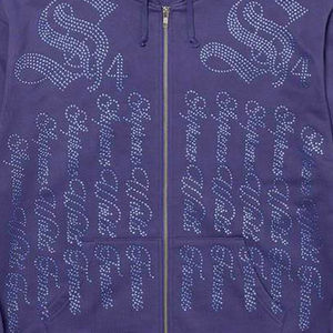 Haute qualité hommes Denim larmes à capuche 100% coton éponge surdimensionné pull à capuche hiver hommes strass à capuche vente en ligne - Product Image 5