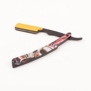 Herramientas de barbero de afeitado con estampado de moda al por mayor, maquinilla de afeitar y cuchillas de afeitar plegable antigua, maquinilla de afeitar recta de acero inoxidable - Product Image 3