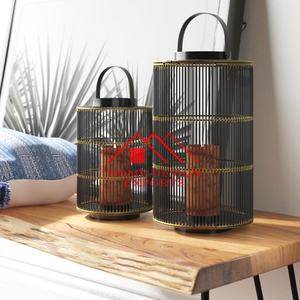 Linterna de vela hecha a mano de hierro, centro de mesa cuadrado de Metal para bodas con acabado antiguo negro para el hogar, hoteles y restaurantes - Product Image 3