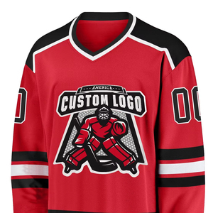 Nouvelle arrivée, maillot de hockey sur glace personnalisé OEM, unisexe, respirant, imprimé, 100% polyester, logo personnalisé, nom, numéros, créez votre propre design - Product Image 3