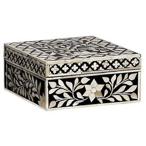 Boîte de rangement pour bijoux en incrustation d'os florale de luxe, design Art Déco fait main, écologique, décorative, douce, pour Pâques, condoléances - Product Image 3