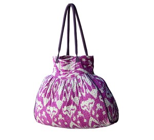 Bolso de mano Kantha de algodón con estampado de bloques hecho a mano, bolso de compras bohemio vintage regular con dos asas y cierre de aro - Product Image 6