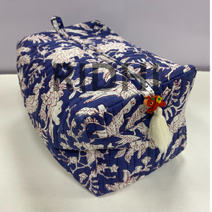 Bolsa de Mano Acolchada de Algodón Azul Ruso, Hecha a Mano, Ecológica, con Cierre, Reutilizable, Personalizada, para Viaje, Grande - Product Image 1