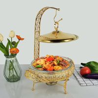 Chauffe-plat de luxe pour buffet avec support décoratif et couvercle dôme Chauffe-plat en acier inoxydable pour événements et restauration
