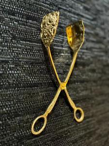 Pinces de cuisine en laiton massif fini or pour la cuisson de la salade pain BBQ ustensiles de service pour la maison hôtel cuisine utilisation Design élégant - Product Image 5