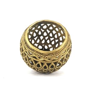 3-Inch Brass Metal Square Golden Card <b>Pen</b> Holder Bulbous Shape Ornate Desk - Product Image 6