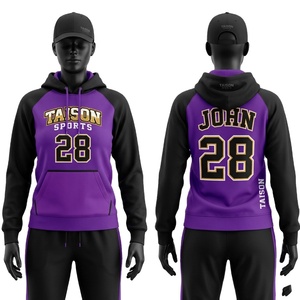 Sudadera de Entrenamiento de Fútbol Americano para Mujer, 320 GSM, Forro Polar de Poliéster de Alto Rendimiento, Cuerpo Morado, Paneles de Manga Negros, Logotipo Personalizado - Product Image 1