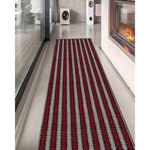Tapis rayé imprimé : Tapis de style Kilim moderne, design turc, avec poils doux - Product Image 3