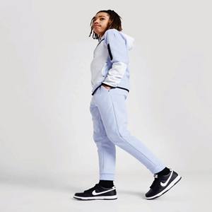 Logo de marque personnalisé 69% coton 31% polyester bleu ciel garçons Tech polaire survêtement fermeture éclair complète à capuche Joggers pantalons de survêtement survêtement - Product Image 3