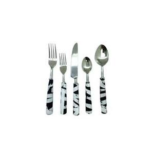 Excellent ensemble de couverts en acier inoxydable d'aspect moderne avec poignée en résine noire et blanche ensemble de couverts de luxe de haute qualité - Product Image 1