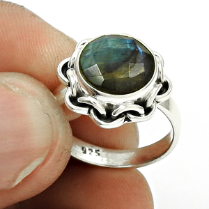 Contemporain naturel bleu feu Labradorite pierre précieuse 925 argent Sterling fait à la main bague de fiançailles de mariage pour les femmes cadeau pour elle - Product Image 1