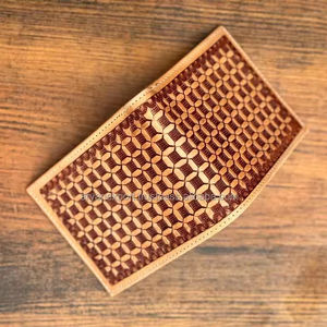 Nueva moda, billetera de cuero mecanizada a mano para hombre, cremallera larga, superventas, patrón occidental, tarjetero de cuero genuino, carteras para hombre - Product Image 4