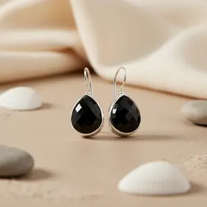 Pendientes de Plata 925 con Ónix Negro en Forma de Lágrima para Mujer, Accesorios de Moda - Product Image 3