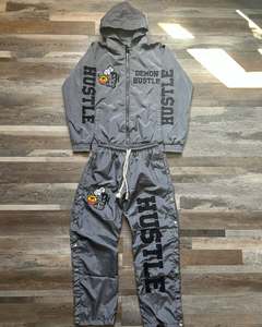 Conjunto de chándales de nailon cortavientos de alta calidad para hombre personalizado sólido verano ajuste relajado transpirable corto de talla grande adultos - Product Image 6