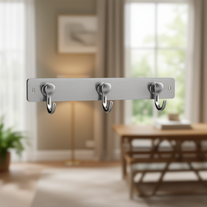 Wall Coat Rack Aluminum F1 Silver 3 Hat and Coat <b>Hooks</b> 410mm - Product Image 3