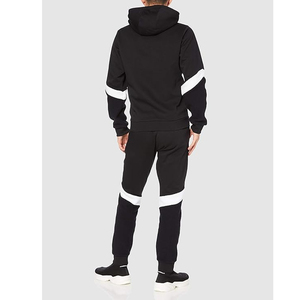Mens Black Tracksuit with White Reflective Stripes Full Zip Hoodie and Matching Jogger <b>Pants</b> Casual Set - Product Image 3