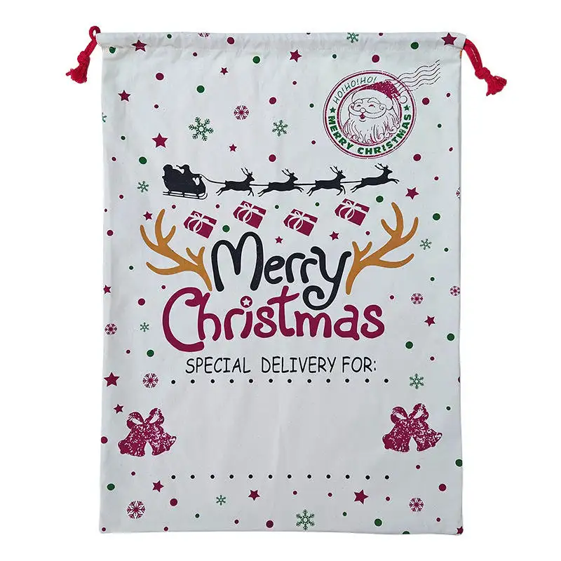 Christmas Suit Bag Candy Holiday Gift Storage Drawstring Mouth Linen Cotton Shoe Dust Wrapping Bag Gift Bag