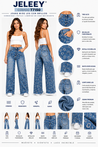 Pantalones Vaqueros de Mezclilla Rectos de Cintura Media, Casuales, Simples, Largos, Lavados, Azules, para Mujer - Product Image 1