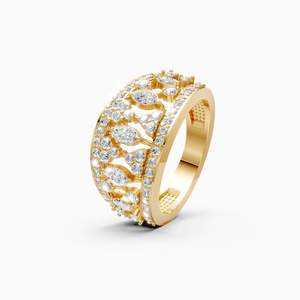 Anillo de Lujo Sostenible con Diamantes Cultivados en Laboratorio de Inspiración Vintage, con Halo y Agrupación de Diamantes, con 1.16 Ct |   En oro amarillo, blanco y rosa de 9 quilates - Product Image 3
