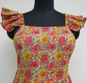 Robe Maxi d'été pour femme avec manches cloche florales brodées haut tunique trapèze décontracté taille naturelle bouton décoration - Product Image 4