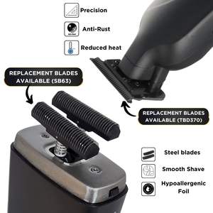 Ensemble de rasoirs professionnels étanches IPX6, rasoir à lame en T en acier inoxydable et rasoir à grille avec alimentation USB - Product Image 6