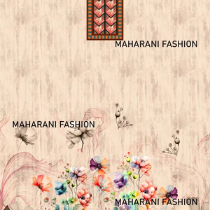 Traje con estampado de flores coloridas de tela mixta Diseño único de estilo de madera para uso en vestidos al aire libre - Product Image 1