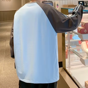 T-shirt à manches longues à col rond rayé pour homme |   T-shirt polo uni vintage à rayures latérales, style sport décontracté et preppy - Product Image 5