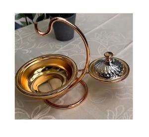 Wire Iron Gold Color Chocolates Bowl With Glass Lid Attractive Design <b>Sweets</b> Snacks Bowl At Cheapest Prices - Product Image 3