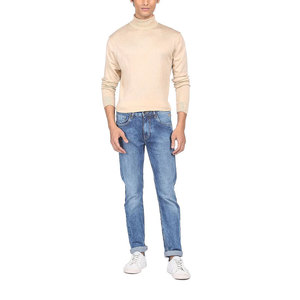 Suéter de cuello alto de manga larga de otoño Suéter de rayas de doble color Suéter de cuello alto de algodón de manga larga para hombre Suéter de cuello alto - Product Image 3