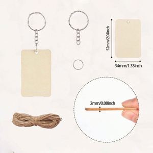 Rectangular Wooden Keychain Pendant Unique Handicraft for Home Christmas Decoration <b>Blank</b> Keychain Supply - Product Image 3