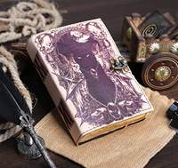 Ceci est un journal en cuir artisanal, doté d'un design unique de style gothique. La couverture présente un chat noir mystique entouré de...